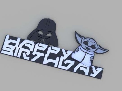 skktarwars mutlu doğum günü kek topper karanlık Vader bebek Yoda diğerleri 3d print model - Mito3D