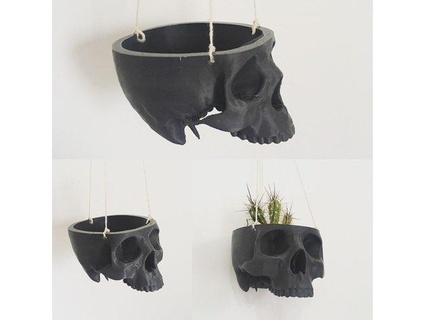 skull hanging planter Nature & Plants 3d print model - Mito3D