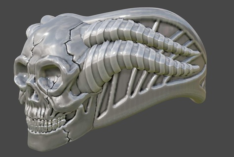 cráneo cuerno anillo esculturas cultural reliquias 3d print model - Mito3D