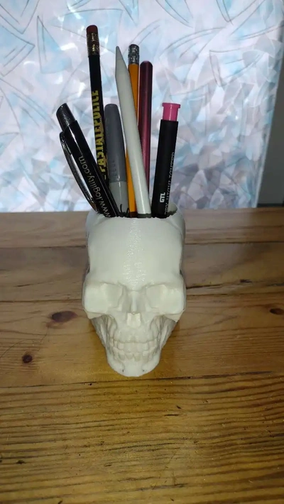 skull vase or pen holder 3d models download creality cloud characters 3d print model - Mito3D