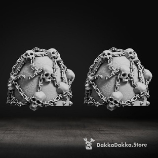 skulls chain shoulder pads Toys & Games 3d print model - Mito3D