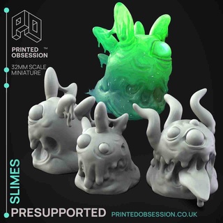 slimes - 3 basic presupported 32mm scale Monsters 3d print model - Mito3D