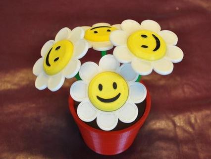 smiley cara flores maceta 3d print model - Mito3D
