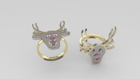 souriant renne bague bijoux 3d print model - Mito3D