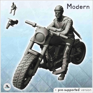 fumare motociclista bicchieri 5 miniature scenario moderno uomini 3d print model - Mito3D
