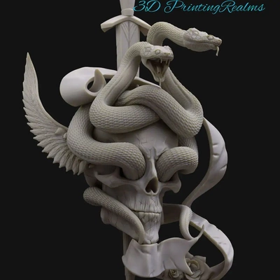 serpent crâne dague 3d modèles télécharger créalité nuage antiquités 3d print model - Mito3D