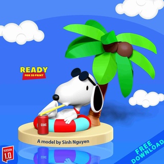 snoopy spiaggia 3d Modelli Scarica creality nube immaginario personaggi 3d print model - Mito3D