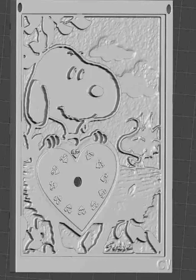 snoopy woodstock l'amour l'horloge 3d modèles télécharger créalité nuage 3d print model - Mito3D