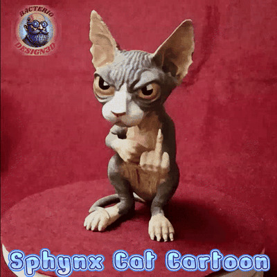 sphynx cat cartoon 3d models download creality cloud mammal 3d print model - Mito3D