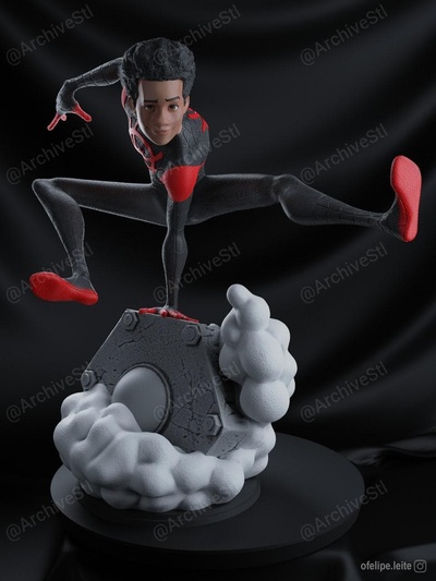 homem aranha milhas morales 3d modelos baixar crialidade nuvem personagens 3d print model - Mito3D