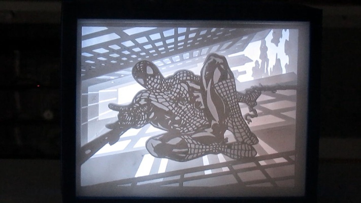 spiderman lightbox shadow box 3d models download creality cloud lighting 3d print model - Mito3D