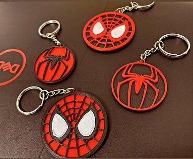 spiderman logo 3 layered keychain 3d models download creality cloud fashion 3d print model - Mito3D