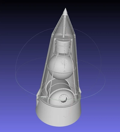 sputnik 2 laika capsula spaccato 3d modelli scarica creality nube 3d print model - Mito3D