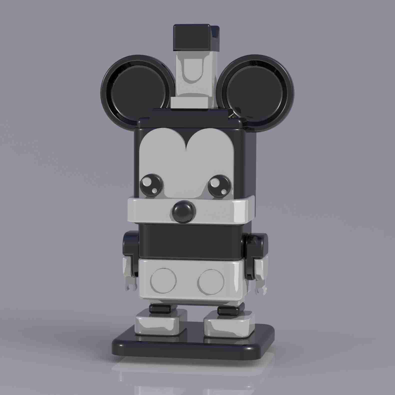 squared mickey mouse - old style Characters 3D print model - Mito3D