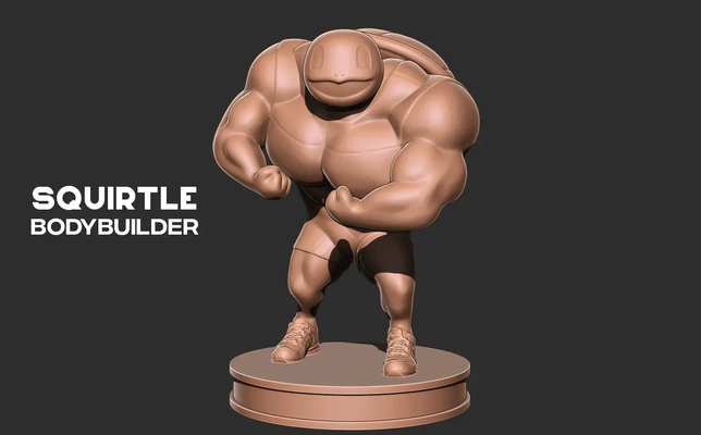 squirtle bodybuilder - pokemon 3d print model models download creality cloud monsters 3d print model - Mito3D