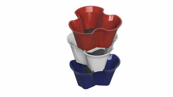 empilable fleur pot tasses 3d print model - Mito3D