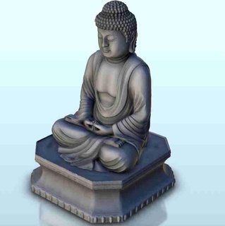 estátua Buda sentado meditação 1 Japão China Coréia histórico edifícios 3d print model - Mito3D