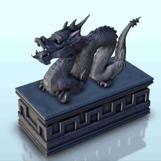 statue dragon sculpté base 6 Japon Chine Corée Viêt Nam historique bâtiments 3d print model - Mito3D