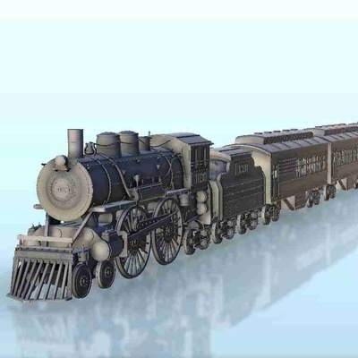 vapeur locomotive 4 paysage marteau guerre miniatures ww2 3d modèles télécharger créalité nuage berlines 3d print model - Mito3D