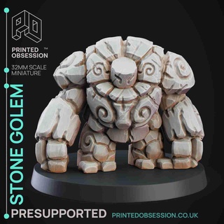 stone golem - construct presupported d&d 32mm Monsters 3d print model - Mito3D