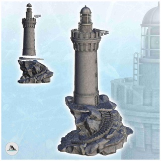 stone lighthouse rocky promontory access stairs 3 Historical Buildings 3d print model - Mito3D