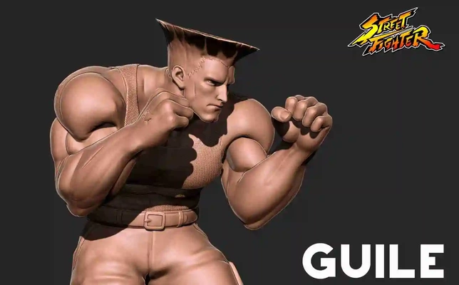 street fighter - guile 3d print model models download creality cloud fictional characters 3d print model - Mito3D