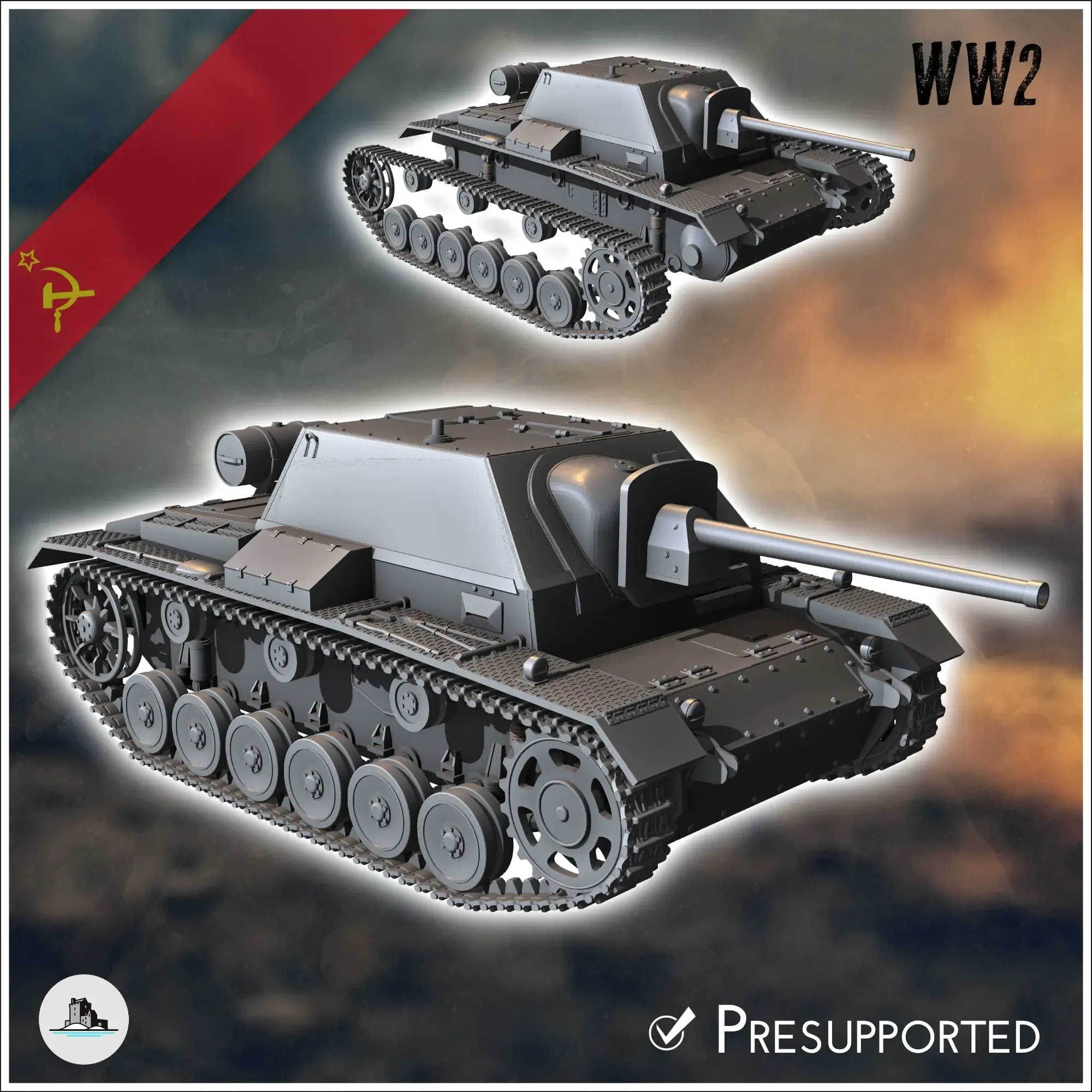 su 76i 76mm spg ww2 miniaturen rüstung krieg flammen welt 3d modelle download realität wolke 3D print model - Mito3D