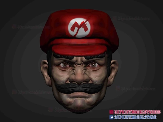 super mario bros kopf bildhauerei 3d modelle download realität wolke 3d print model - Mito3D