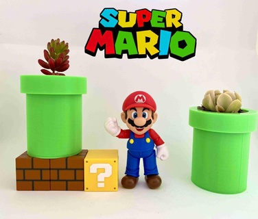 super Mario bros tubo fioriera penna titolare supporto casa arredamento 3d print model - Mito3D