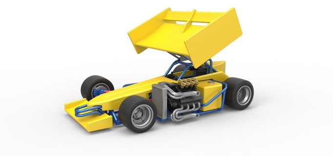 supermodified front engine winged race car v2 scale 1 25 3d models download creality cloud Racing & Roadsters 3d print model - Mito3D