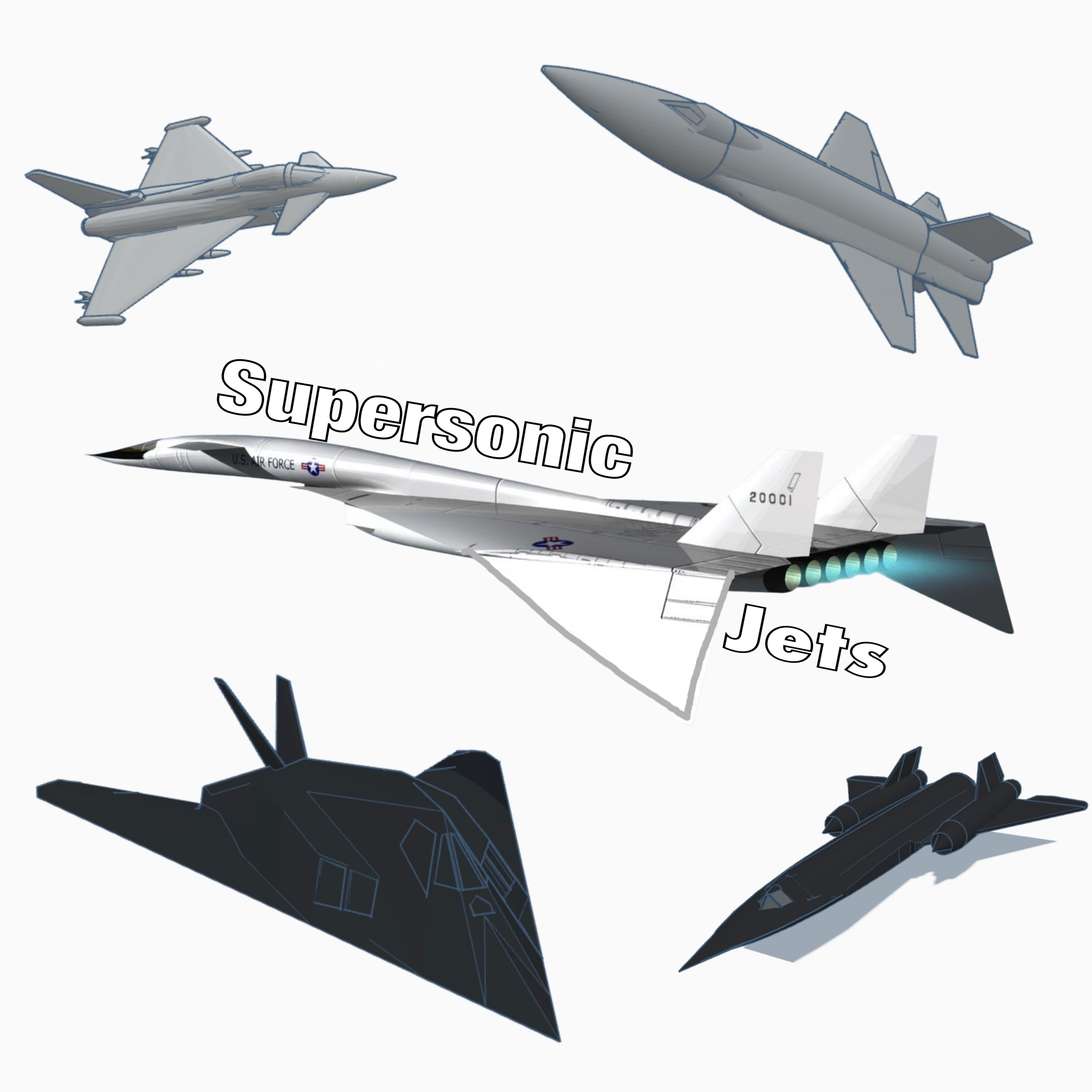 supersonic jet bundle Aircraft 3D print model - Mito3D