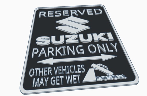 suzuki motorcycle workshop garage biker parking warning sign Motorcycles 3d print model - Mito3D