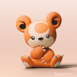 Teddiursa pokemon kurgusal karakterler 3d print model - Mito3D