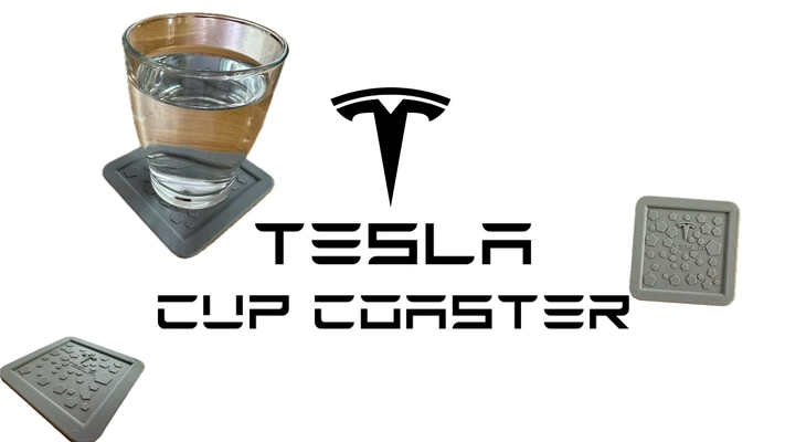 tesla tasse coaster carré 3d modèles télécharger créalité nuage 3d print model - Mito3D