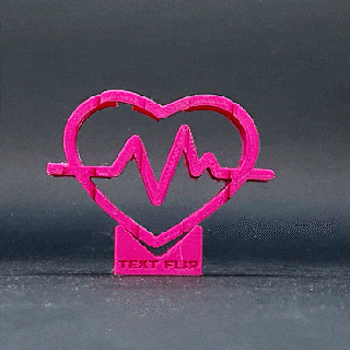 text flip - heart pulse Others 3d print model - Mito3D