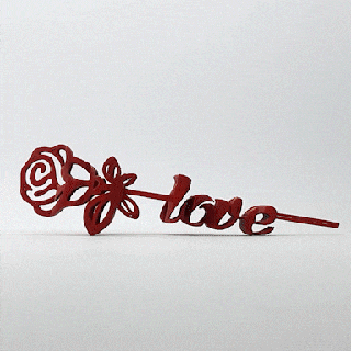 texto vuelta san valentin Rosa flores 3d print model - Mito3D