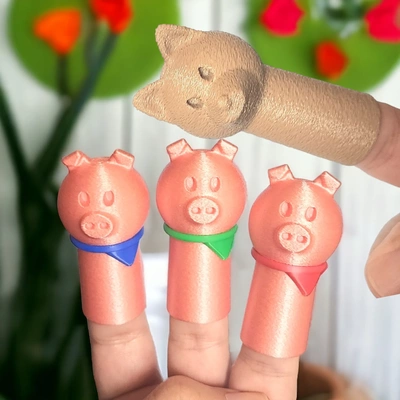 three pigs finger puppet play 3d models download creality cloud toys & games 3d print model - Mito3D