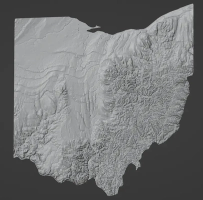 topography of ohio 3d models download creality cloud 3d print model - Mito3D