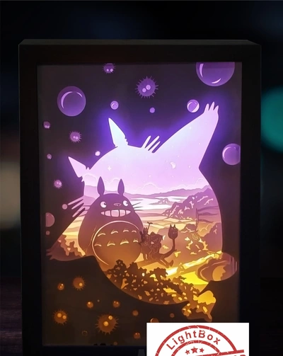 totoro lightbox shadowbox 3d models download creality cloud lighting 3d print model - Mito3D