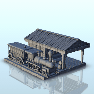 entrenar estación vagón locomotora 6 miniaturas higo 3d modelos descargar crealidad nube público instalaciones 3d print model - Mito3D