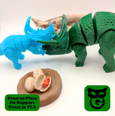 triceratops + sinoceratops flexi 3d models download creality cloud dinosaur 3d print model - Mito3D