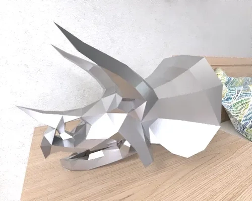 triceratops crânio pobre poli 3d modelos baixar crialidade nuvem 3d print model - Mito3D