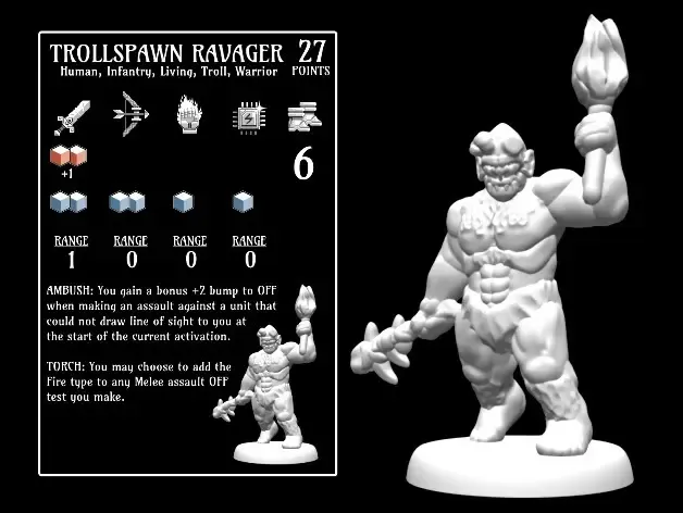 trollspawn ravageur 18mm échelle 3d modèles télécharger créalité nuage 3D print model - Mito3D