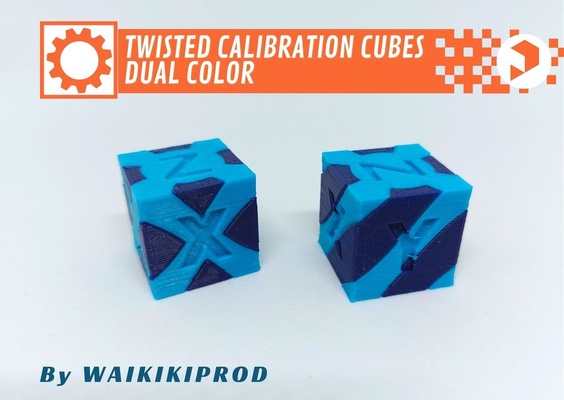 twisted dual color xyz calibration cubes 3d models download creality cloud test 3d print model - Mito3D