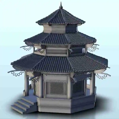 two-stories pagoda 2 - japan china korea vietnam east350 3d models download creality cloud historical buildings 3d print model - Mito3D