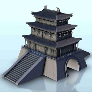two stories Palácio double stairs 3 Japão China Coréia histórico edifícios 3d print model - Mito3D