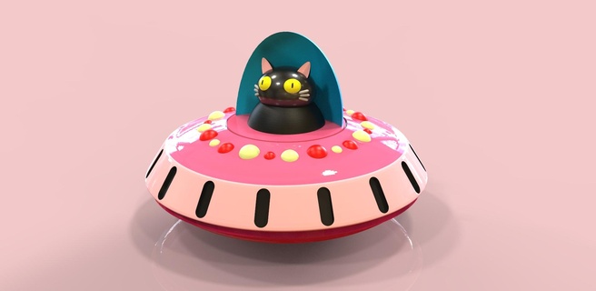 ufo cat - jewlery box Home Decor 3d print model - Mito3D