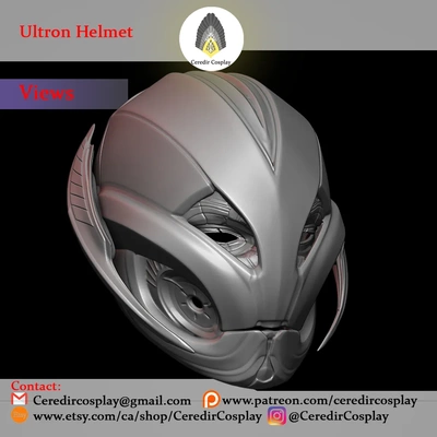 ultron avengers age of helmet 3d digital download models creality cloud fictional characters 3d print model - Mito3D