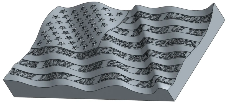 usa wavy flag pledge 3d models download creality cloud 3d print model - Mito3D