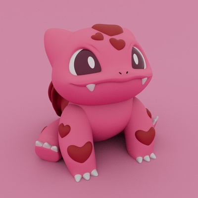 valentine's special - bulbasaur 3d models download creality cloud fictional characters 3d print model - Mito3D